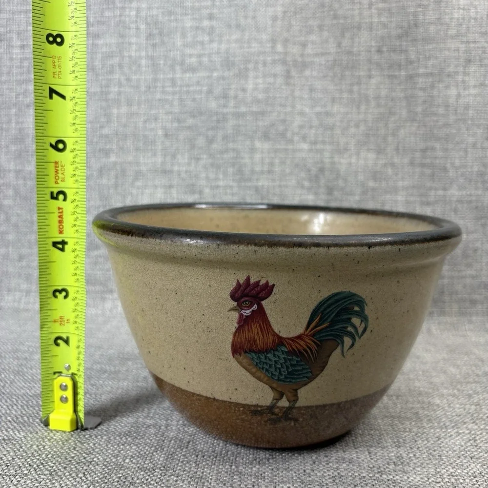 Monroe Salt Works Rooster Salt Glazed Stoneware‎ Mixing Bowl Maine USA 7.5